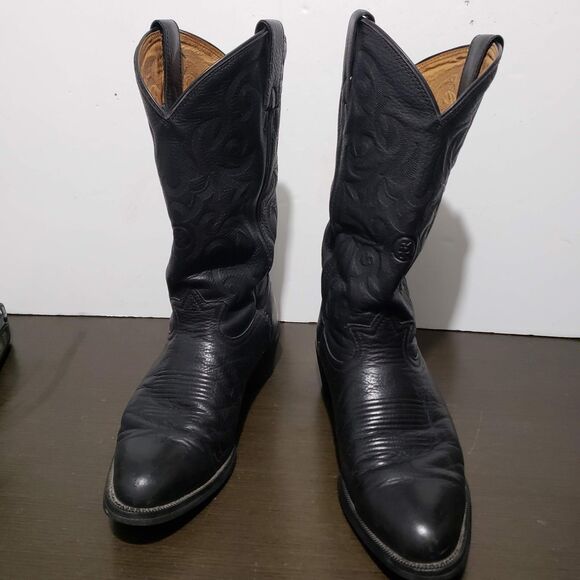 Tony Lama RR4002 Black Leather  Men\'s Cowboy  Boots 11D main image 9